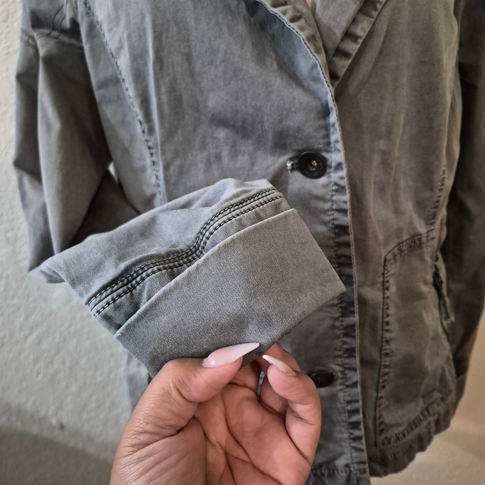DKNY Jeans Studded Utility Blazer XL Gray Y2K Grunge Military Jacket - Picture 4 of 10